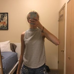 Mock neck striped tank top